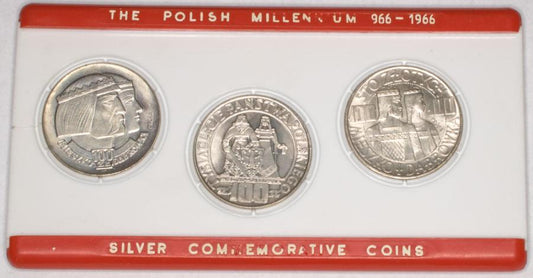 Zestaw 3 monet milenijnych Mieszko i Dabrуwka 1966 PRL