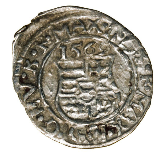 Denar 1569 Maksymilian II Habsburg Wegry Kremnica