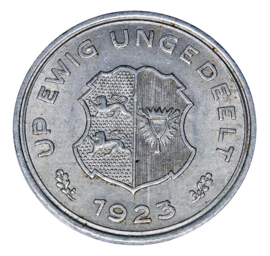 10 Hundertstel Gutschriftsmarke 1923 Niemcy Schleswig - Holstein Gold-Girobank