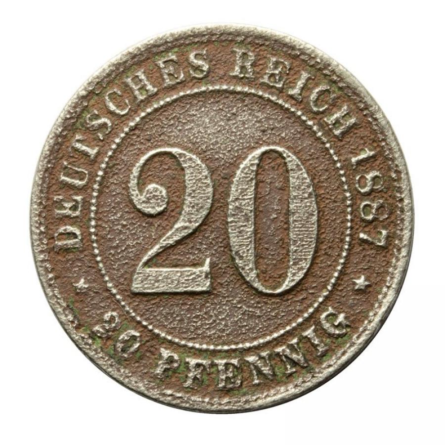 20 fenigуw 1887 Fryderyk Wilhelm II Niemcy Stuttgart