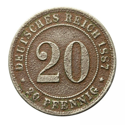 20 fenigуw 1887 Fryderyk Wilhelm II Niemcy Stuttgart