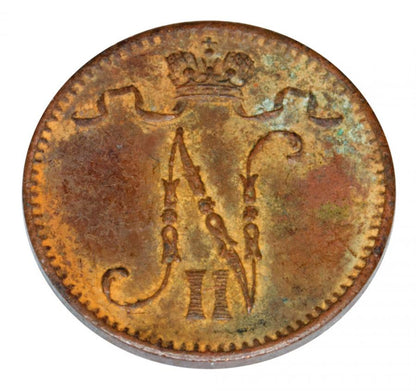 1 penni 1907 Mikolaj II Romanow Finlandia okupacja rosyjska Helsinki