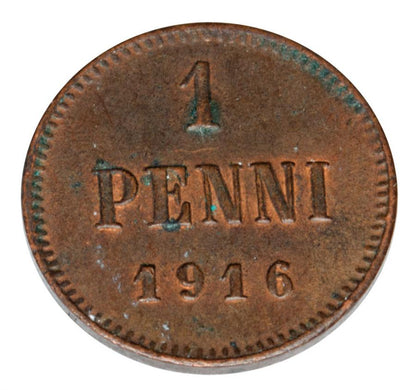 1 penni 1916 Mikolaj II Romanow Finlandia okupacja rosyjska Helsinki