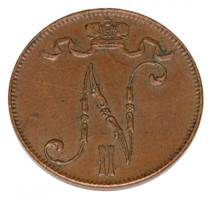 5 pennia 1915 Mikolaj II Romanow Finlandia okupacja rosyjska Helsinki