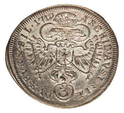 3 krajcary 1719 Karol VI Habsburg Slask Wroclaw