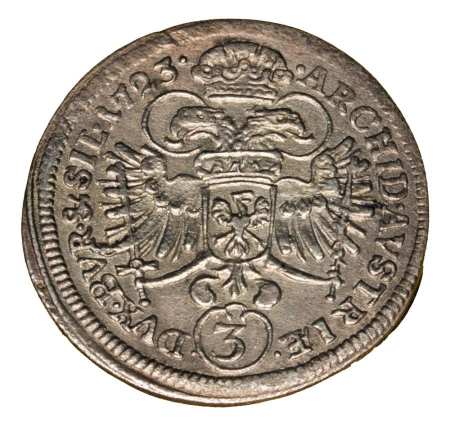 3 krajcary 1723 Karol VI Habsburg Slask Wroclaw