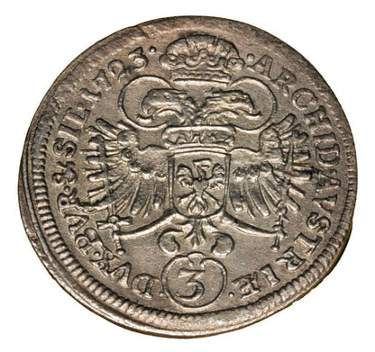 3 krajcary 1723 Karol VI Habsburg Slask Wroclaw