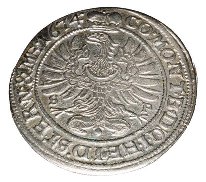 6 krajcarуw 1674 Sylwiusz Fryderyk Witemberski Olesnica