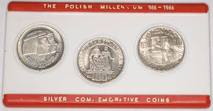 Zestaw 3 monet milenijnych Mieszko i Dabrуwka 1966 PRL
