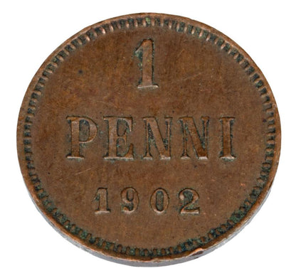 1 penni 1902 Mikolaj II Romanow Finlandia okupacja rosyjska Helsinki