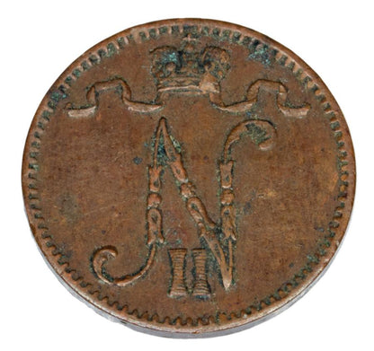1 penni 1902 Mikolaj II Romanow Finlandia okupacja rosyjska Helsinki