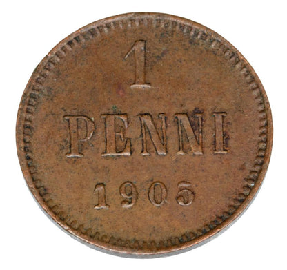 1 penni 1905 Mikolaj II Romanow Finlandia okupacja rosyjska Helsinki