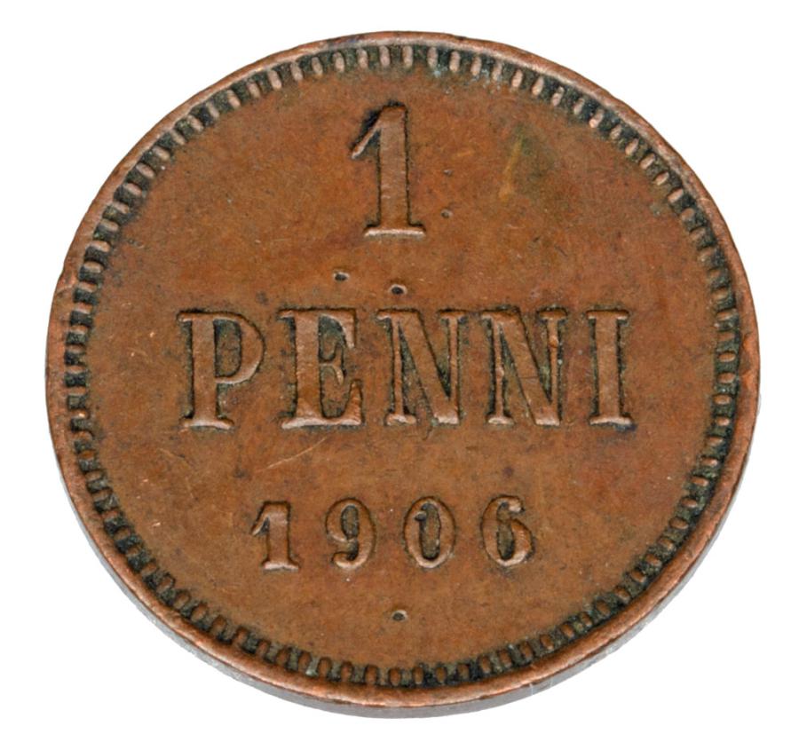 1 penni 1906 Mikolaj II Romanow Finlandia okupacja rosyjska Helsinki