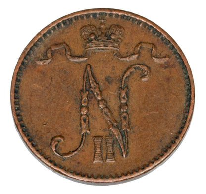 1 penni 1906 Mikolaj II Romanow Finlandia okupacja rosyjska Helsinki