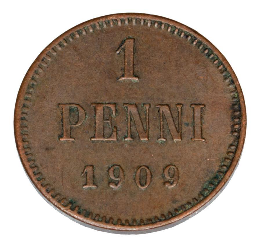 1 penni 1909 Mikolaj II Romanow Finlandia okupacja rosyjska Helsinki