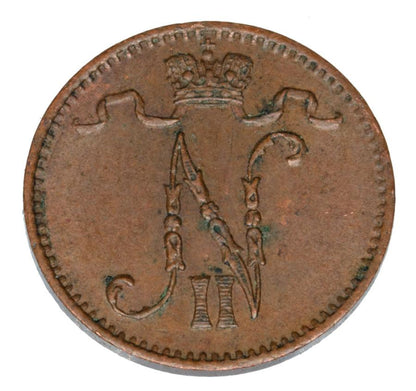 1 penni 1909 Mikolaj II Romanow Finlandia okupacja rosyjska Helsinki