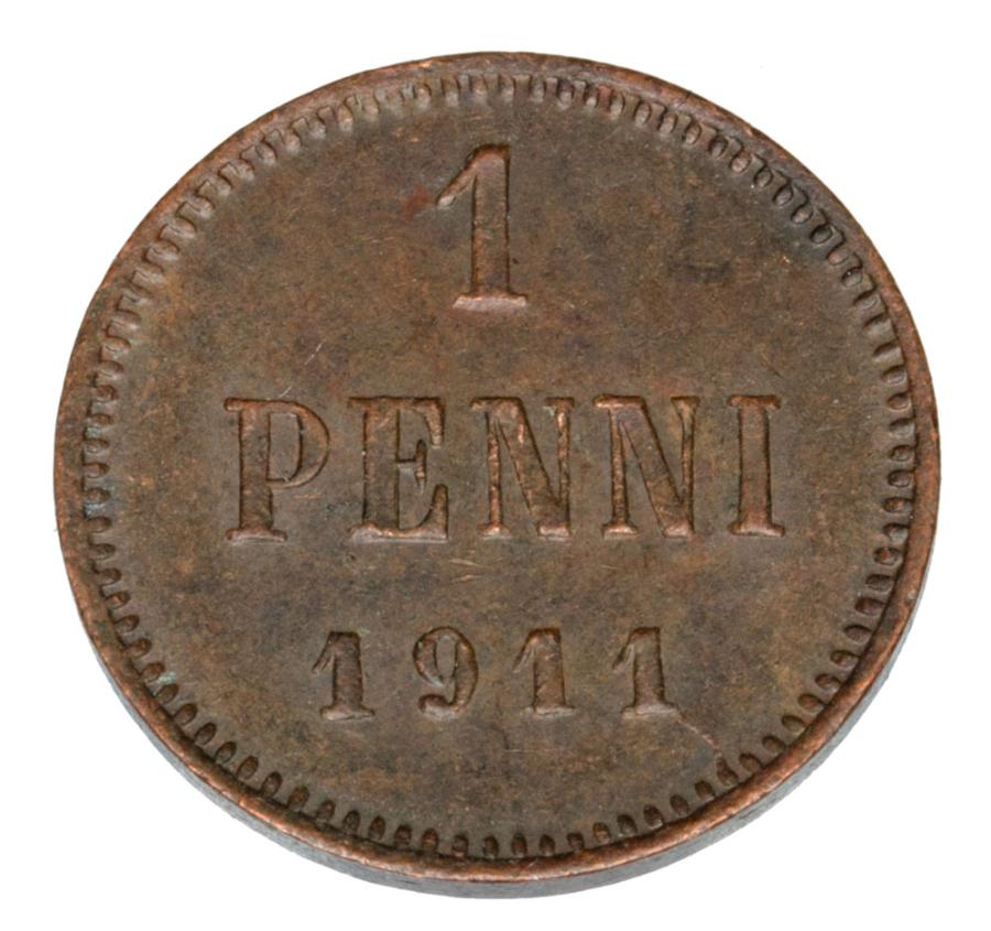 1 penni 1911 Mikolaj II Romanow Finlandia okupacja rosyjska Helsinki