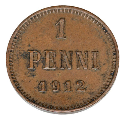 1 penni 1912 Mikolaj II Romanow Finlandia okupacja rosyjska Helsinki
