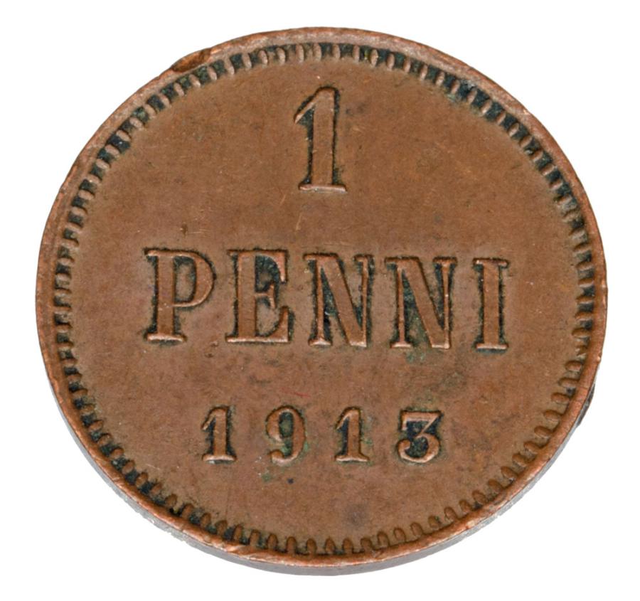 1 penni 1913 Mikolaj II Romanow Finlandia okupacja rosyjska Helsinki