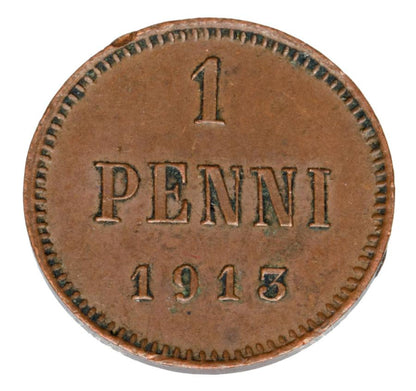 1 penni 1913 Mikolaj II Romanow Finlandia okupacja rosyjska Helsinki
