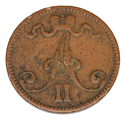 5 pennia 1865 Aleksander II Romanow Finlandia okupacja rosyjska Helsinki