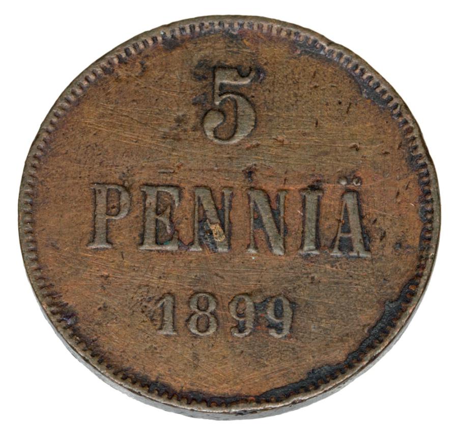 5 pennia 1899 Mikolaj II Romanow Finlandia okupacja rosyjska Helsinki