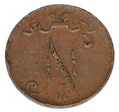 5 pennia 1901 Mikolaj II Romanow Finlandia okupacja rosyjska Helsinki