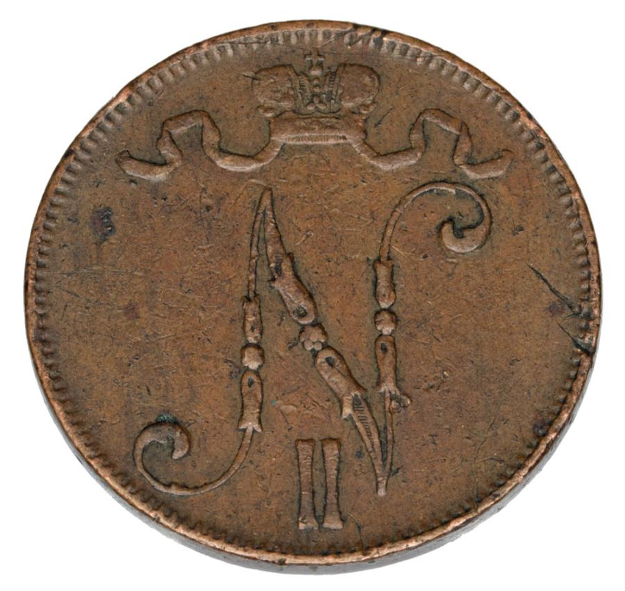 5 pennia 1907 Mikolaj II Romanow Finlandia okupacja rosyjska Helsinki
