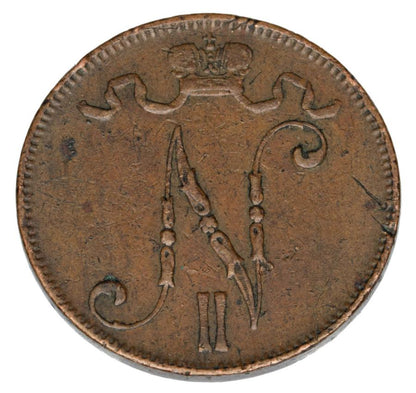 5 pennia 1907 Mikolaj II Romanow Finlandia okupacja rosyjska Helsinki