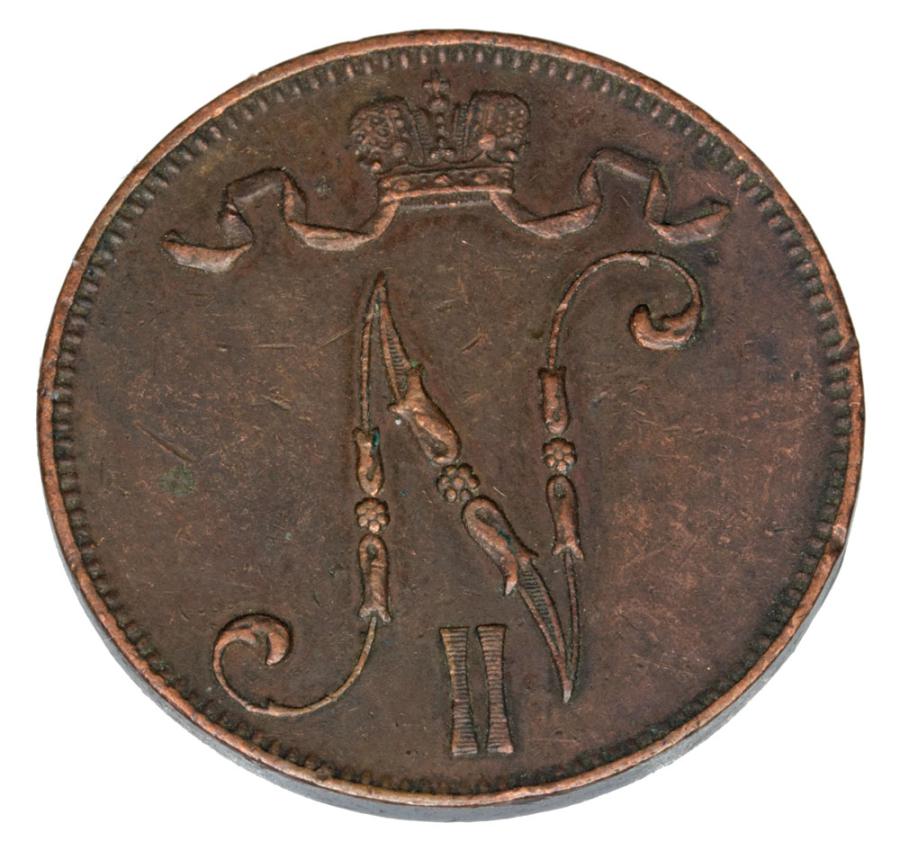 5 pennia 1911 Mikolaj II Romanow Finlandia okupacja rosyjska Helsinki