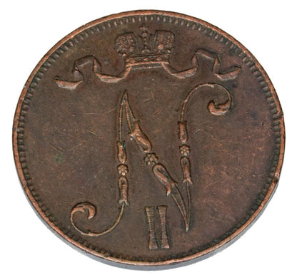 5 pennia 1911 Mikolaj II Romanow Finlandia okupacja rosyjska Helsinki