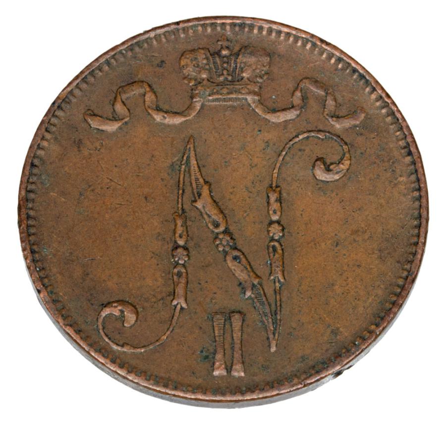 5 pennia 1912 Mikolaj II Romanow Finlandia okupacja rosyjska Helsinki