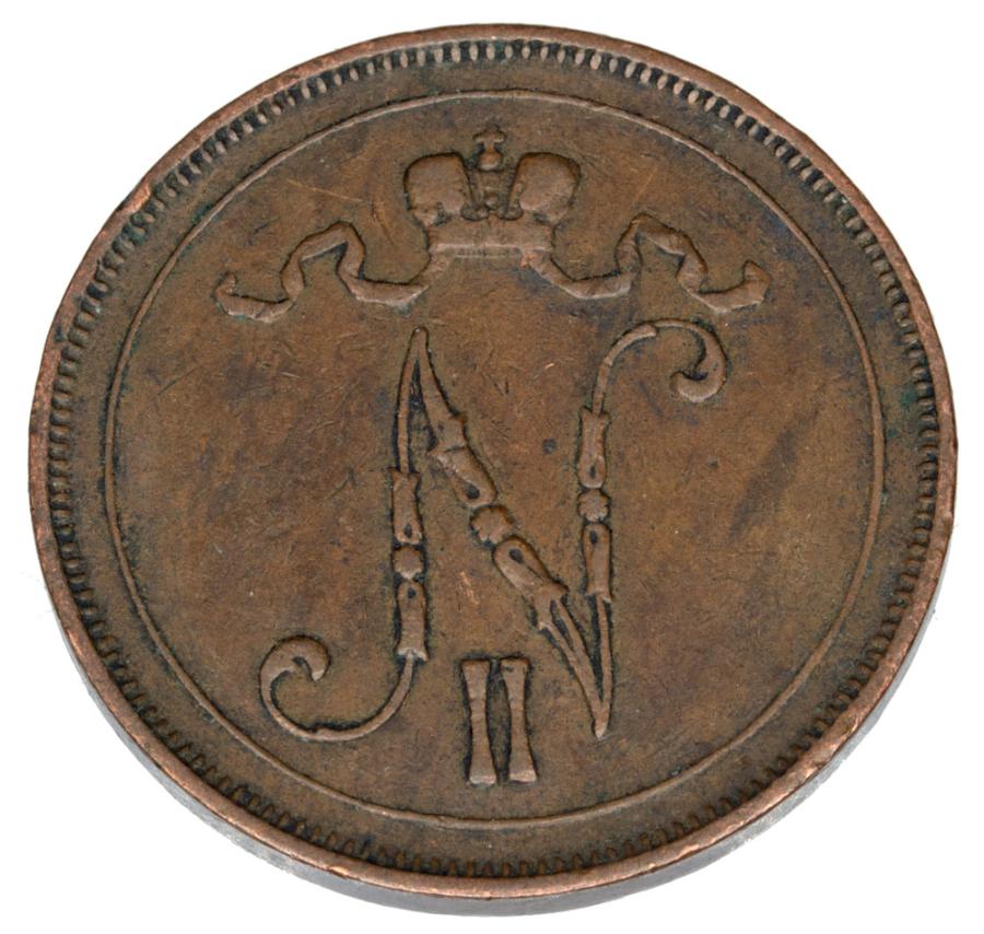 10 pennia 1907 Mikolaj II Romanow Finlandia okupacja rosyjska Helsinki