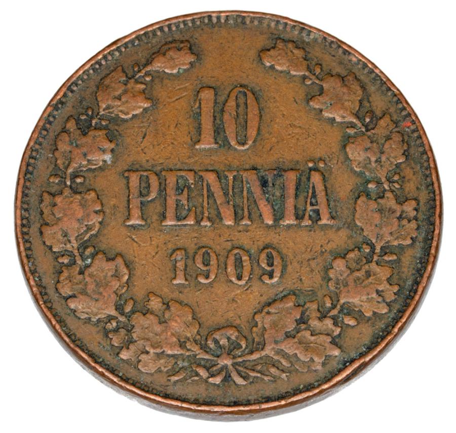 10 pennia 1909 Mikolaj II Romanow Finlandia okupacja rosyjska Helsinki