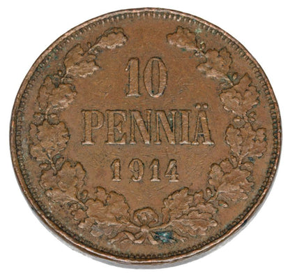 10 pennia 1914 Mikolaj II Romanow Finlandia okupacja rosyjska Helsinki