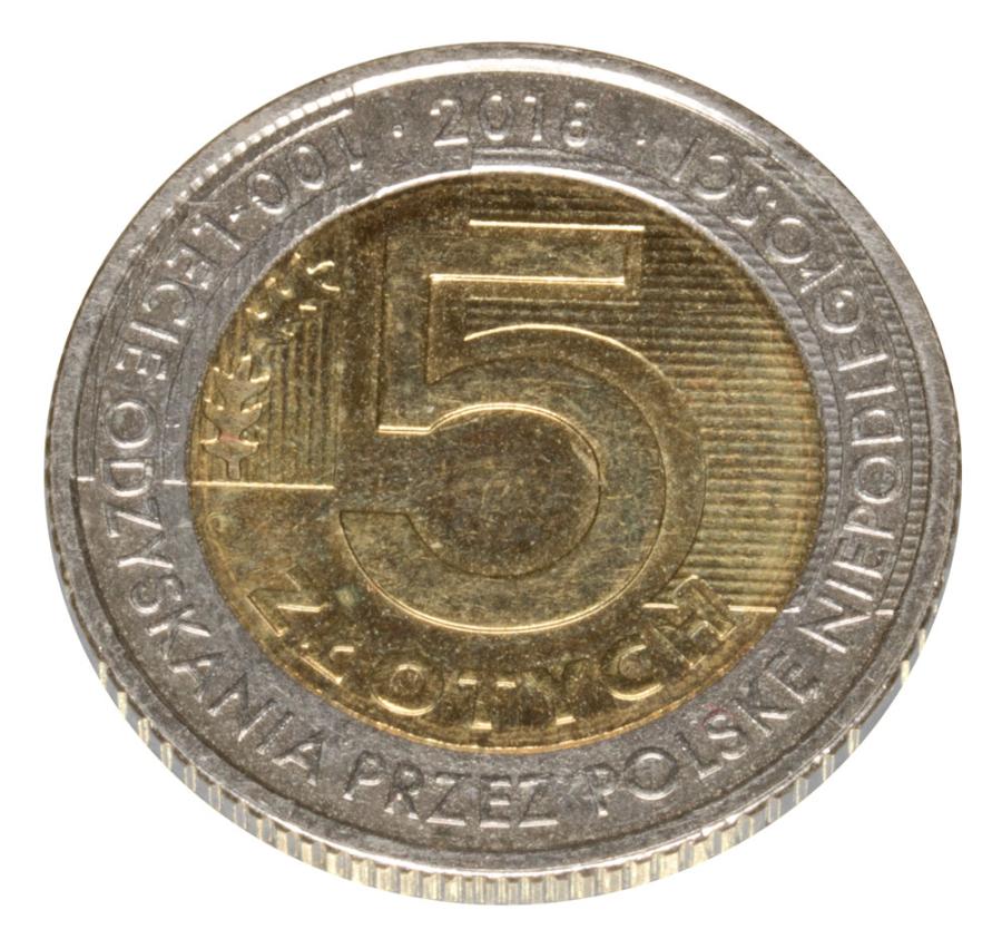 5 zlotych 2018 Polska Warszawa 100 lat niepodleglosci