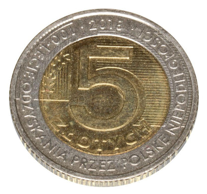 5 zlotych 2018 Polska Warszawa 100 lat niepodleglosci