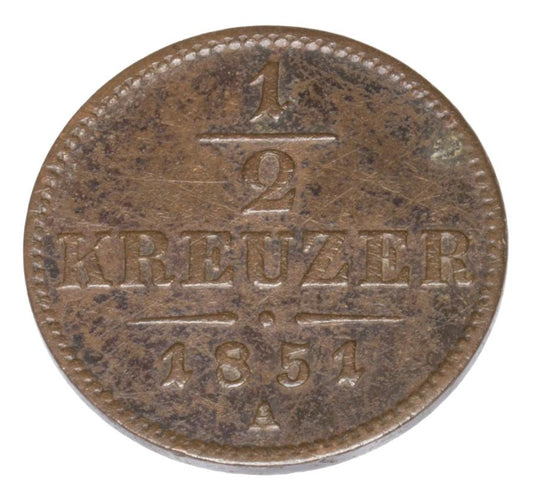1/2 krajcara 1851 Franciszek Jуzef I Wegry Wieden