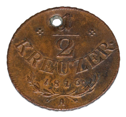 1/2 krajcara 1816 Franciszek II Habsburg Austria Wieden