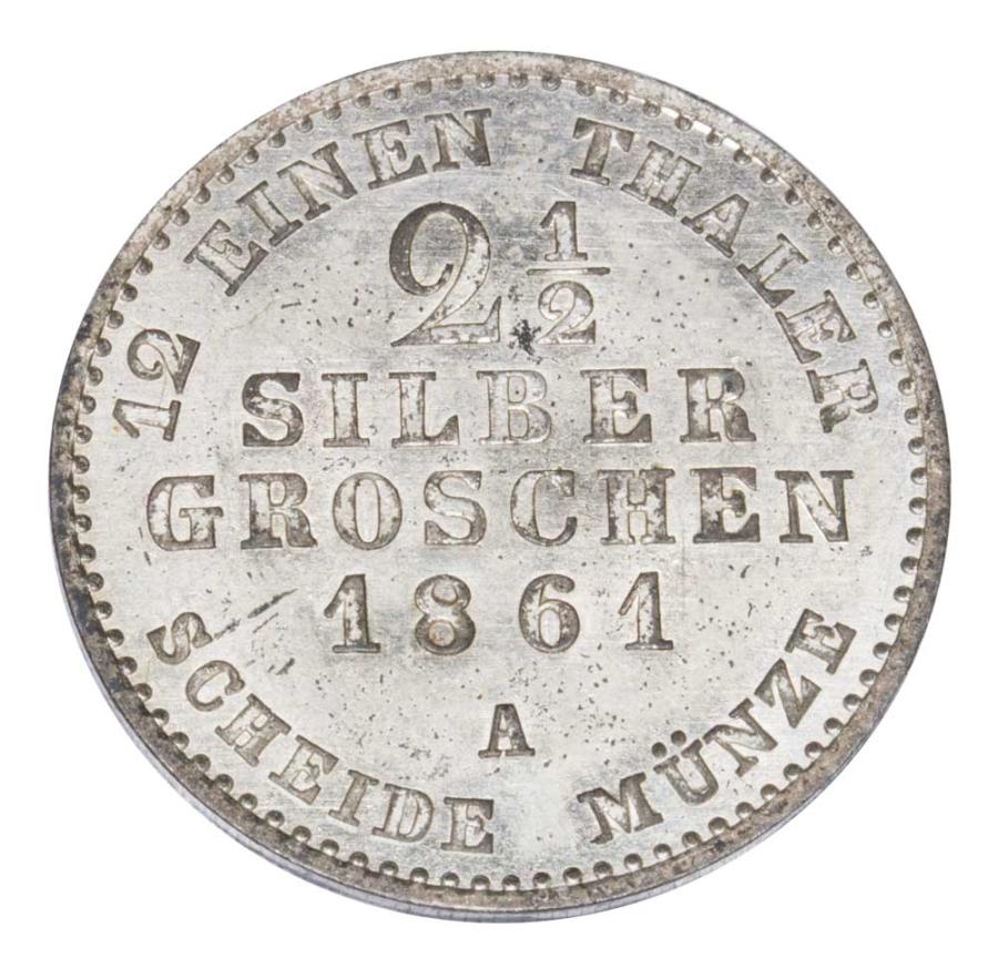 2 1/2 grosza srebrnego 1861 Wilhelm I Hohenzollern Niemcy Berlin A