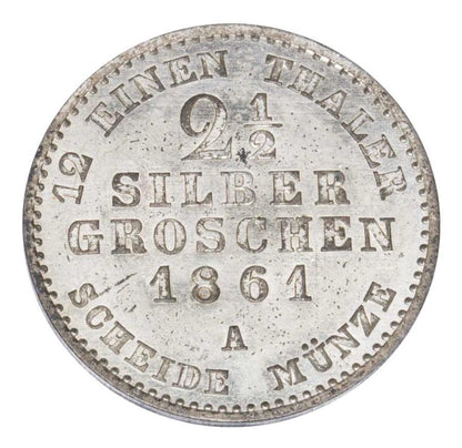 2 1/2 grosza srebrnego 1861 Wilhelm I Hohenzollern Niemcy Berlin A