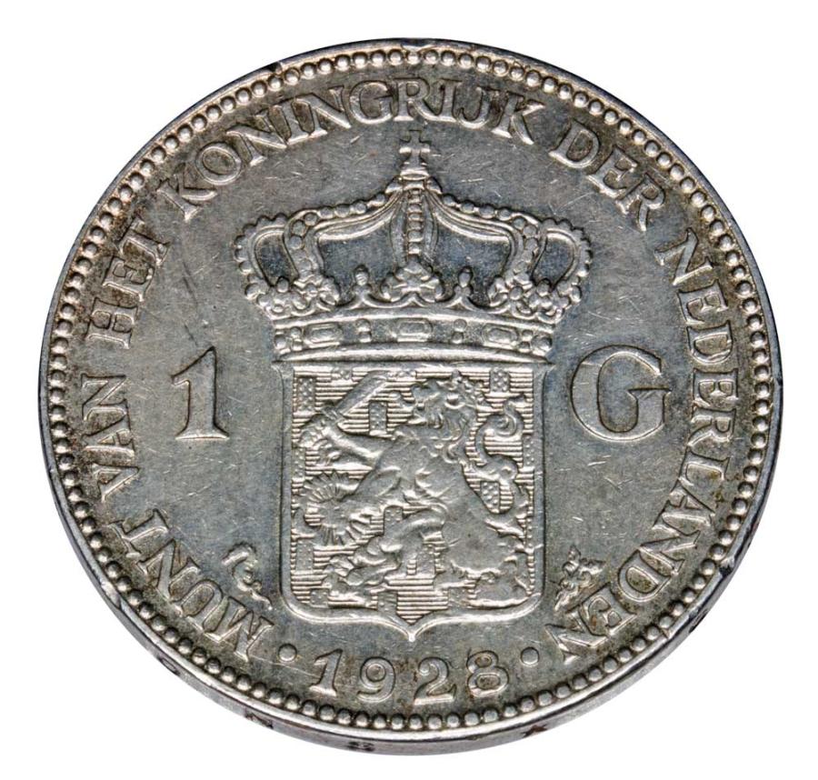 1 gulden 1928 Wilhelmina Oranska-Nassau Holandia Utrecht