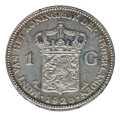 1 gulden 1928 Wilhelmina Oranska-Nassau Holandia Utrecht