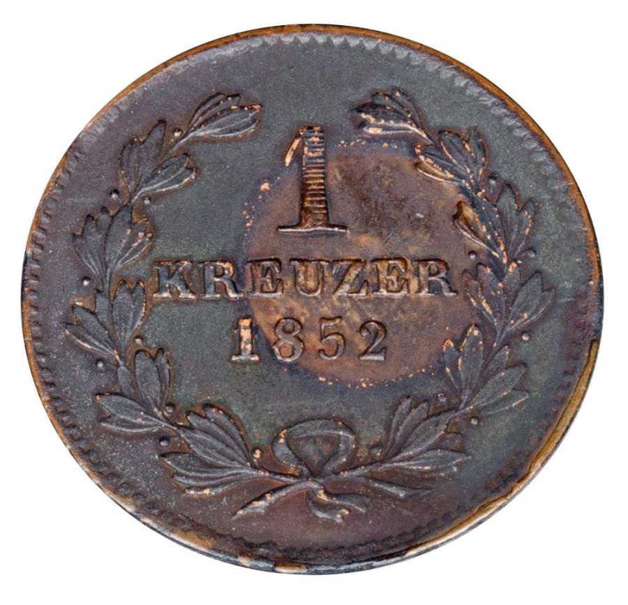 1 krajcar 1852 Leopold Badenski Niemcy Badenia