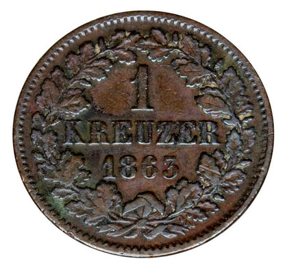 1 krajcar 1863 Fryderyk I Badenski Niemcy Badenia