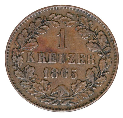 1 krajcar 1865 Fryderyk I Badenski Niemcy Badenia