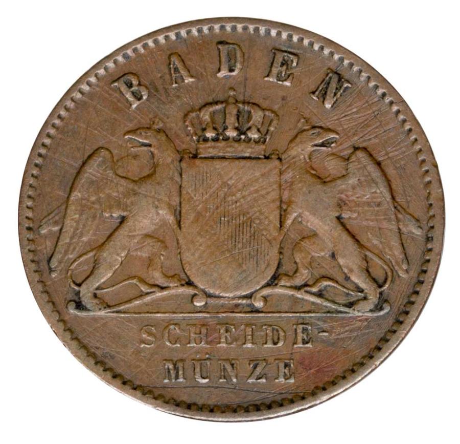 1 krajcar 1865 Fryderyk I Badenski Niemcy Badenia