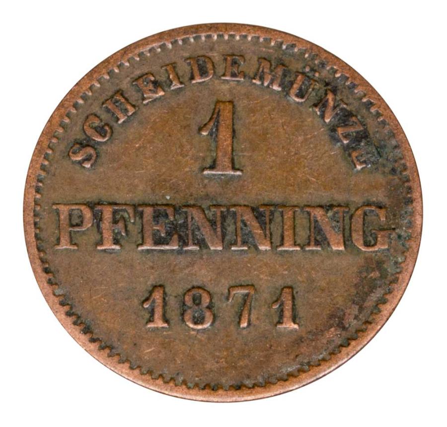 1 fenig 1871 Ludwik II Wittelsbach Niemcy Bawaria