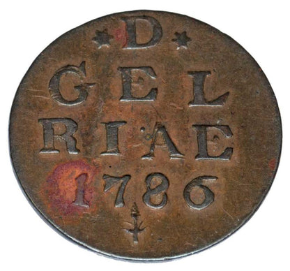1 duit 1786 Republika Siedmiu Zjednoczonych Prowincji Niderlandzkich Harderwijk Gelderland