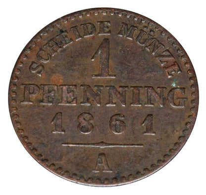 1 fenig 1861 Wilhelm I Hohenzollern Niemcy Berlin